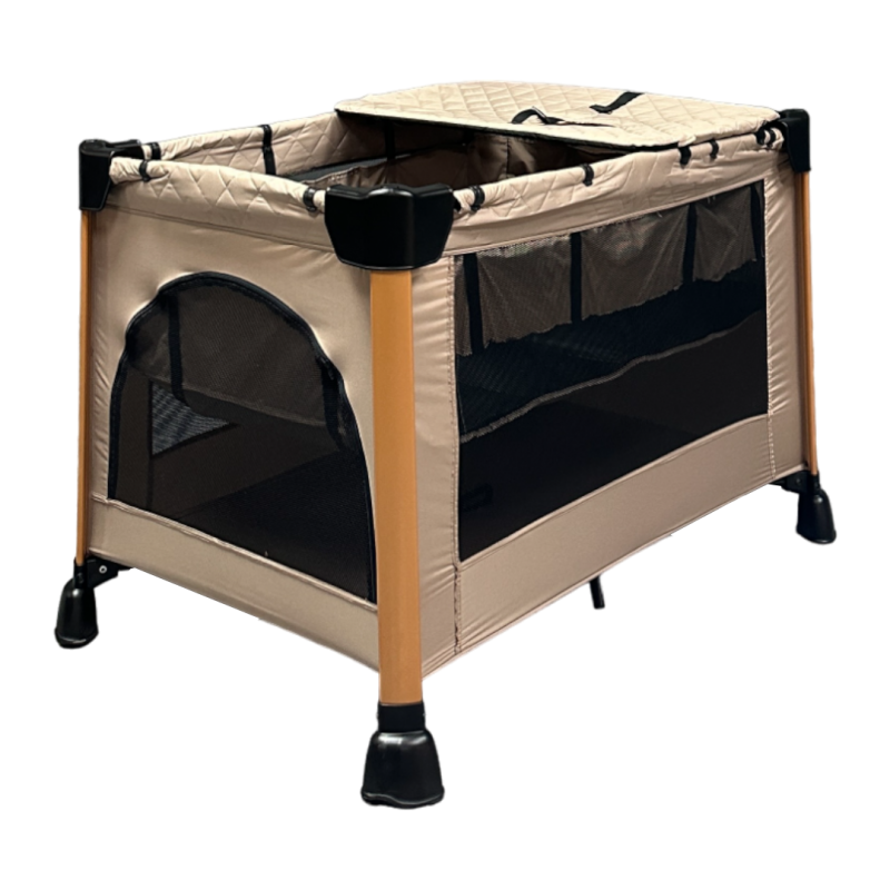 Bebegold Taşınabilir Silinebilir Su Geçirmez Kumaş Fermuarlı Taşıma Çantalı Oyun Parkı Park Yatak Gold Kahve