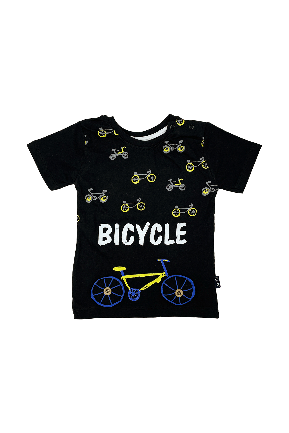 Tuffy 6/24 ay Siyah Bisiklet Baskılı Erkek Bebek Tshirt