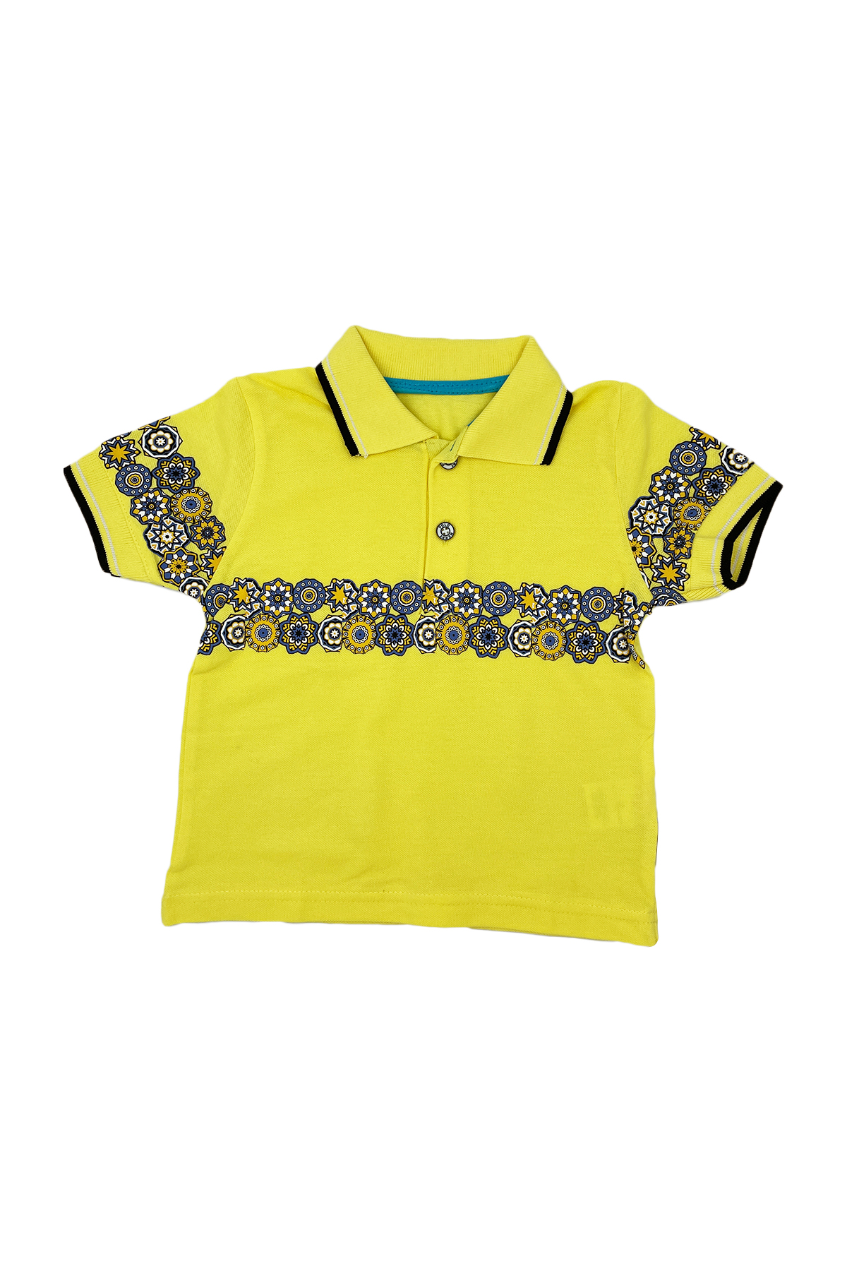 Merry 2/5 Yaş Sarı Polo Yakalı Desenli Erkek Çocuk Tshirt