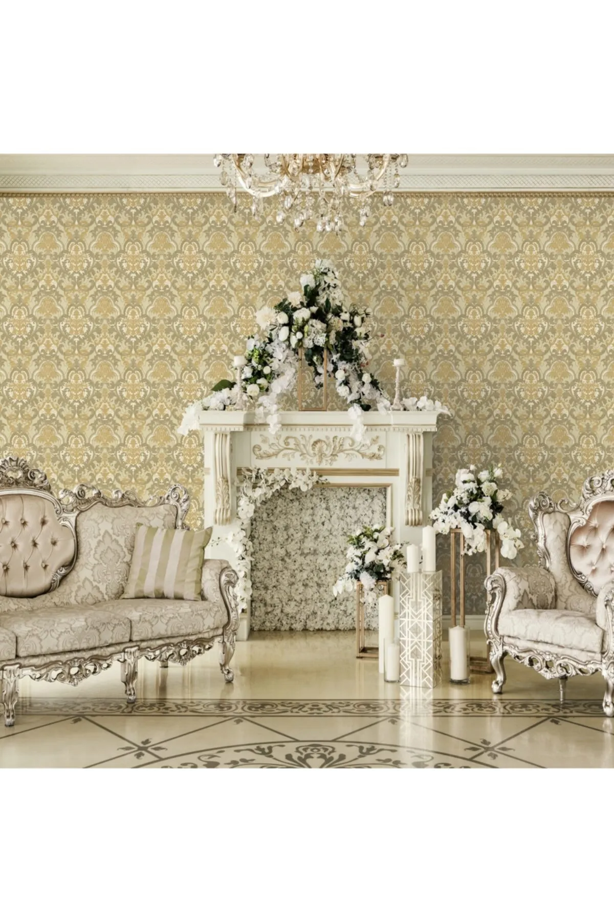 Adawall Klasik Damask Desenli Duvar Kağıdı 1002-4