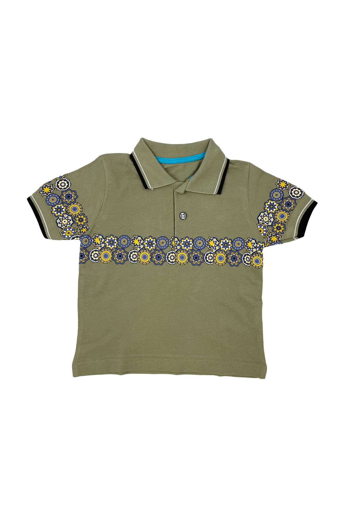 Merry 2/5 Yaş Yeşil Polo Yakalı Desenli Erkek Çocuk Tshirt